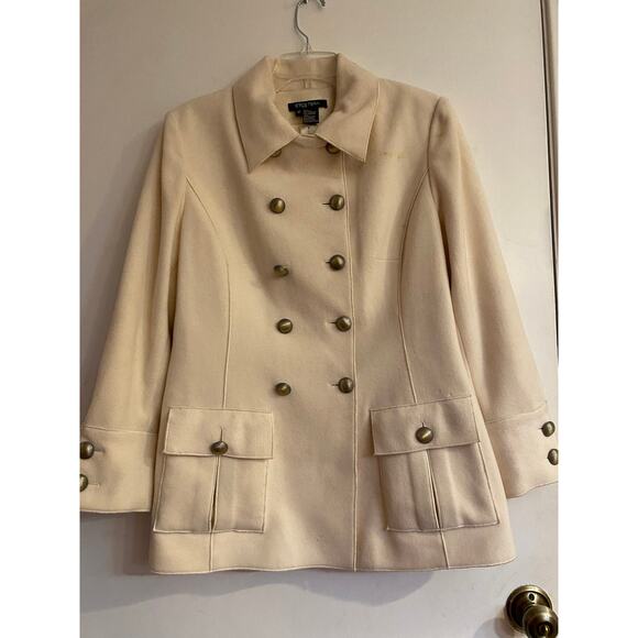 Etecetra Vintage White Wool Double Breasted Coat Size 12 Heritage Quality Warm - Picture 2 of 5